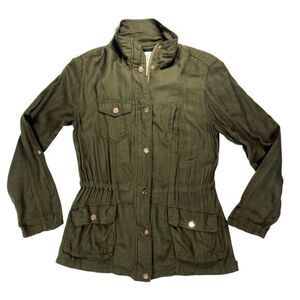 Ci Sono Utility Cargo Jacket Womens Sz S Green  Military Style Casual Comfy Coat